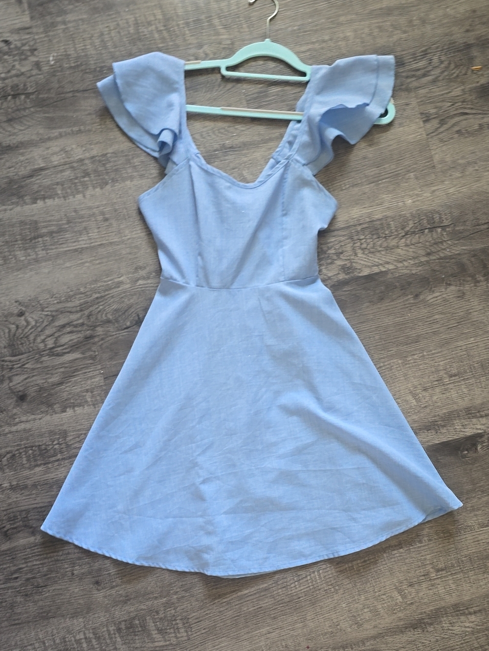 Light Blue Ruffle Sleeve Women’s Dress